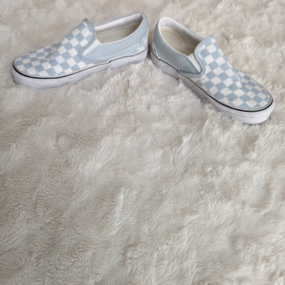 Vans Blue and White Checkered Slip-On Shoes - Picture 3 of 7